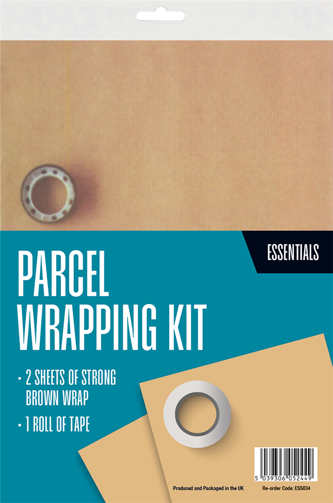 Parcel Wrapping Kit 2 Sheets 1 Tape 2 Labels