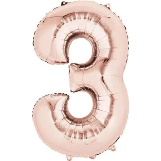 Anagram Foil Balloon Rose Gold 34" Number 3