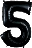 Black Anagram foil balloon shaped as the number 5, 34 inches tall, for celebration or event decoration.