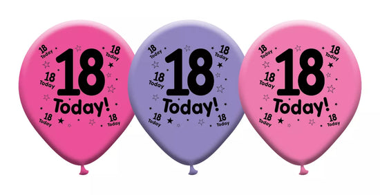 Age 18 Female 10" Latex Balloons 6x8pk