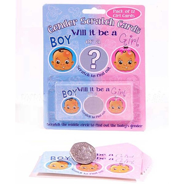 Alandra 12 Pack Gender Reveal Scratch Cards Girl