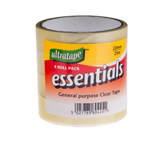 Ultratape 4 Pack Tape Clear 22mm x 25m
