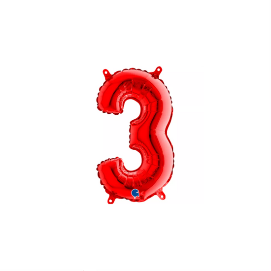 Grabo Foil Balloon Red 14" Number 3