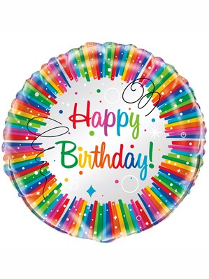 Unique Birthday Rainbow Ribbons 18" Foil Balloon