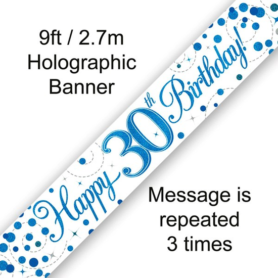 Oaktree Banner Sparkling Fizz Age 30 Blue 9ft