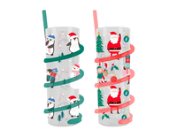Christmas Tumbler W/Straw 2pk