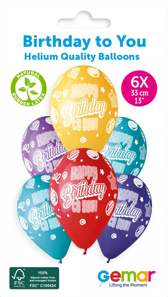 Gemar Birthday To You 13" Latex Balloons 6pk