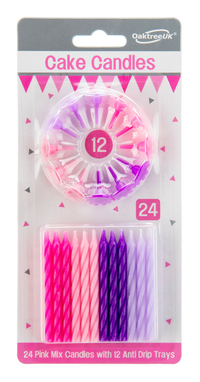 Oaktree 24 Candle/12 Holders Pink Mix 18.5cm