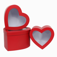 APAC Heart Hat Box W/Window Red - Set of 3