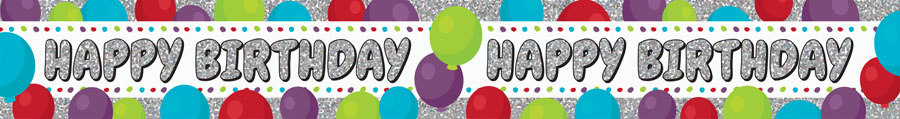 Happy Birthday Balloons Banner 2.6M 6pk