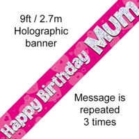 Oaktree Banner Birthday Mum Hearts 9ft