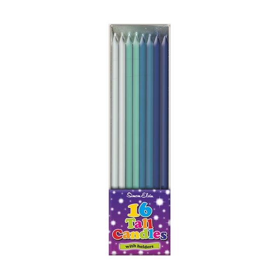 Simon Elvin 16 Pack Party Candle Tall Thin Blue