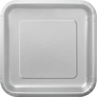 Unique 14 Pack Plates Silver Square 9