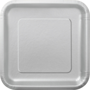 Unique 14 Pack Plates Silver Square 9