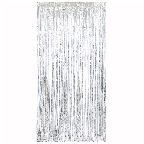 Unique Fringe Door Curtain Silver 3.25x6.5ft