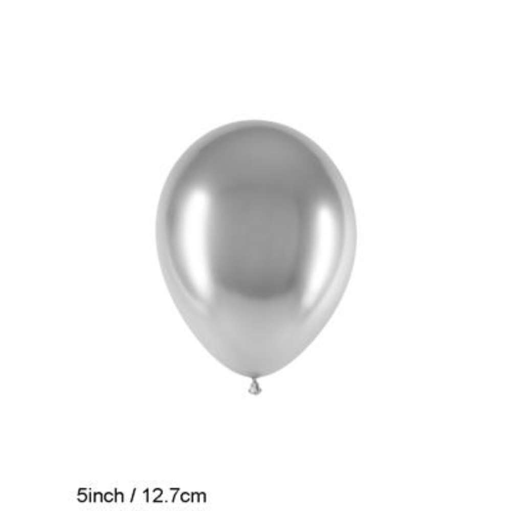 50 Latex Balloons 5" Decotex Pro Chromium Silver