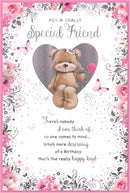 Set of six Simon Elvin C75 birthday greeting cards featuring special friend designs, with colorful illustrations on the front.