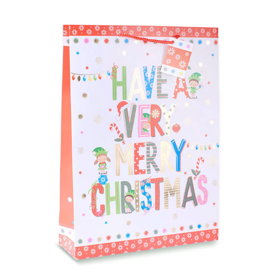12pk Large Portrait Gift Bags Character With Text