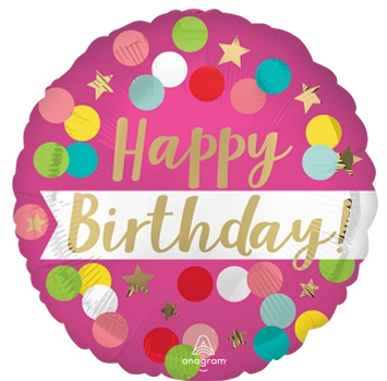 Anagram Pink Confetti 18" Foil Balloon