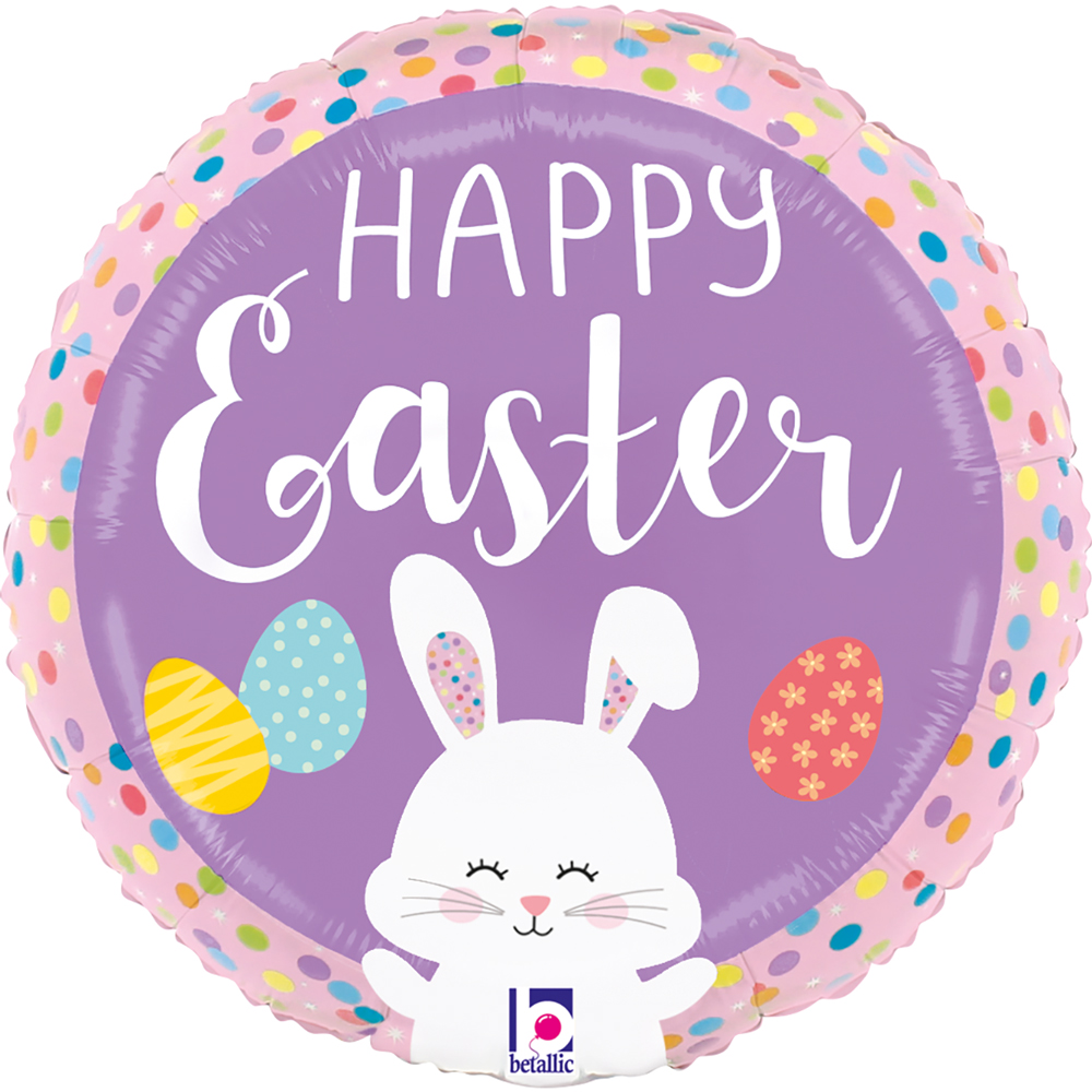 Grabo Foil Balloon Easter Bunny Dots 9" (Air Fill)