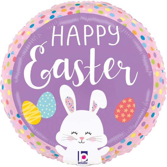 Grabo Foil Balloon Easter Bunny Dots 9" (Air Fill)