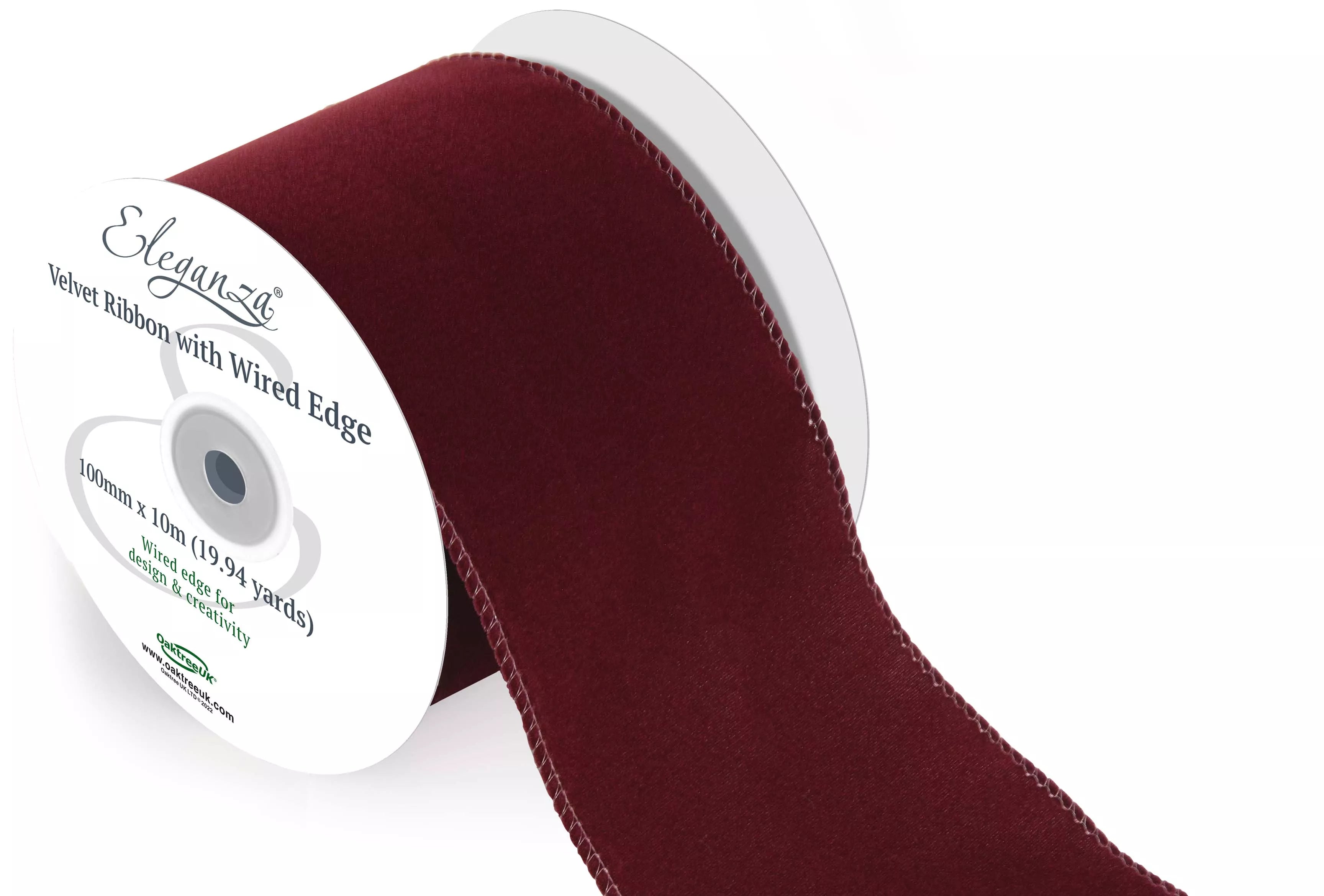 Eleganza Velvet Ribbon Burgundy 100mm x 10m