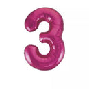 Unique Foil Balloon Pink Glitz 34" Number 3