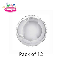 Unique 12 Pack Foil Balloon Silver Round 18