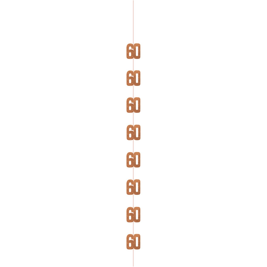 5ft Hanging D cor Age 60 Glitz Rose Gold