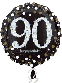 Anagram 90th Black & Gold 18" Foil Balloon