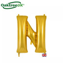 Oaktree gold foil balloon letter N, 34-inch size, shiny metallic finish, perfect for celebrations and party decorations