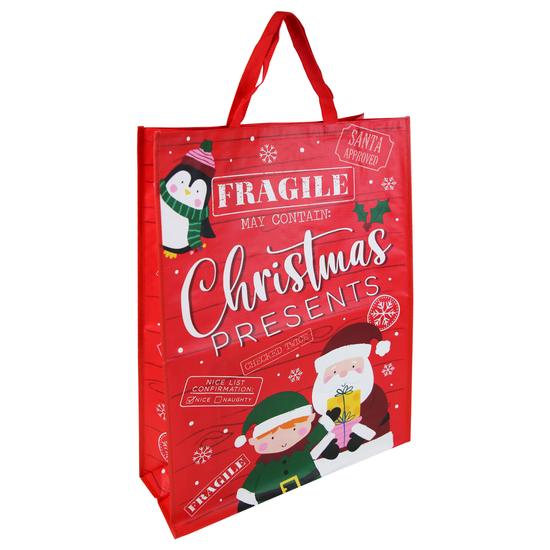 Fragile Christmas Presents Gift Bag Jumbo Shopper