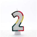 APAC 6-pack rainbow number 2 party candles for celebrations, colorful and decorative candles for birthday cakes.
