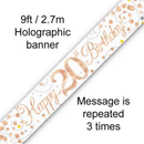 Oaktree Banner Sparkling Fizz Age 20 Rose Gold 9ft