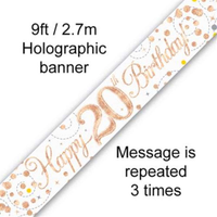 Oaktree Banner Sparkling Fizz Age 20 Rose Gold 9ft