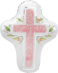 Communion Pink Cross 28" Supershape Foil Balloon