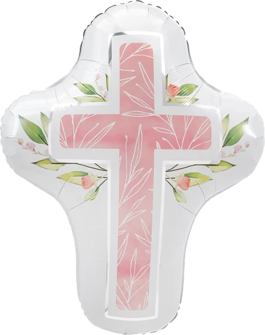 Communion Pink Cross 28" Supershape Foil Balloon