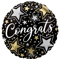 Anagram Congrats Stars 18" Round Foil Balloon