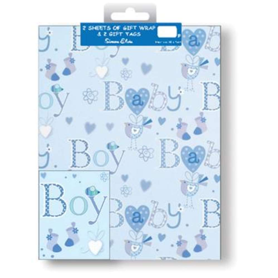 Simon Elvin Folded Wrap & Tags Baby Boy 12pk