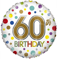 APAC Foil Balloon Eco Rainbow Dots Age 60 18"