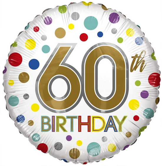 APAC Foil Balloon Eco Rainbow Dots Age 60 18"