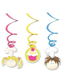 Little Cook Hanging Swirl Decorations 6pk