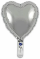 Oaktree 5 Pack Foil Balloon Silver Heart 9