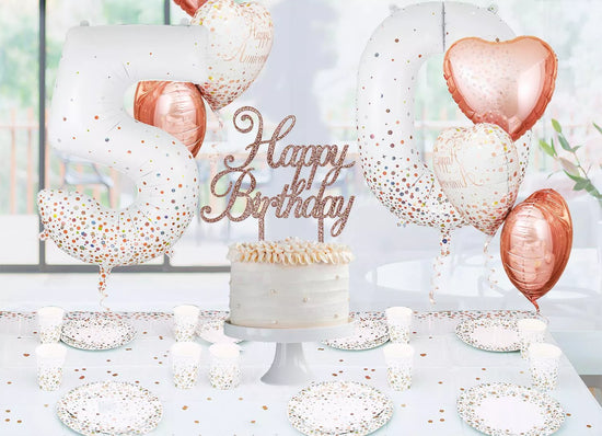 Oaktree Cake Topper Fizz Birthday Rose Gold 161mm