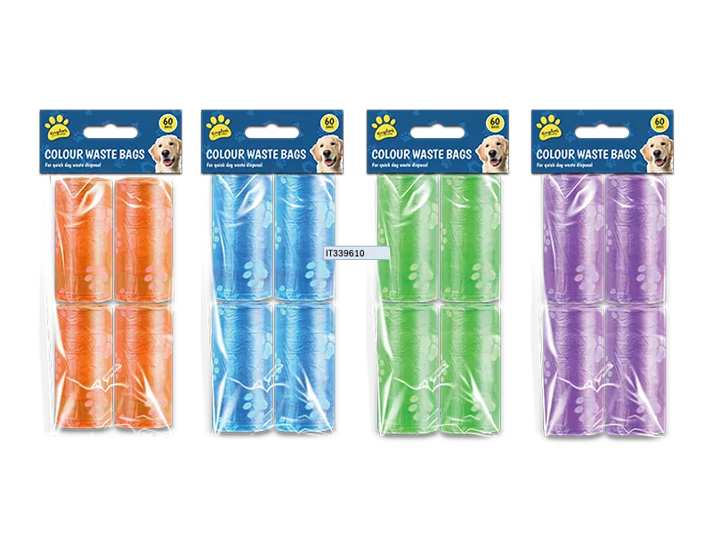 Dog Poo Bags 60pk (Colour May Vary)