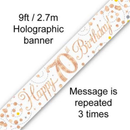 Oaktree Banner Sparkling Fizz Age 70 Rose Gold 9ft