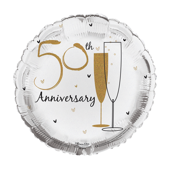 Simon Elvin Foil Balloon 50th Anniversary Gold 18