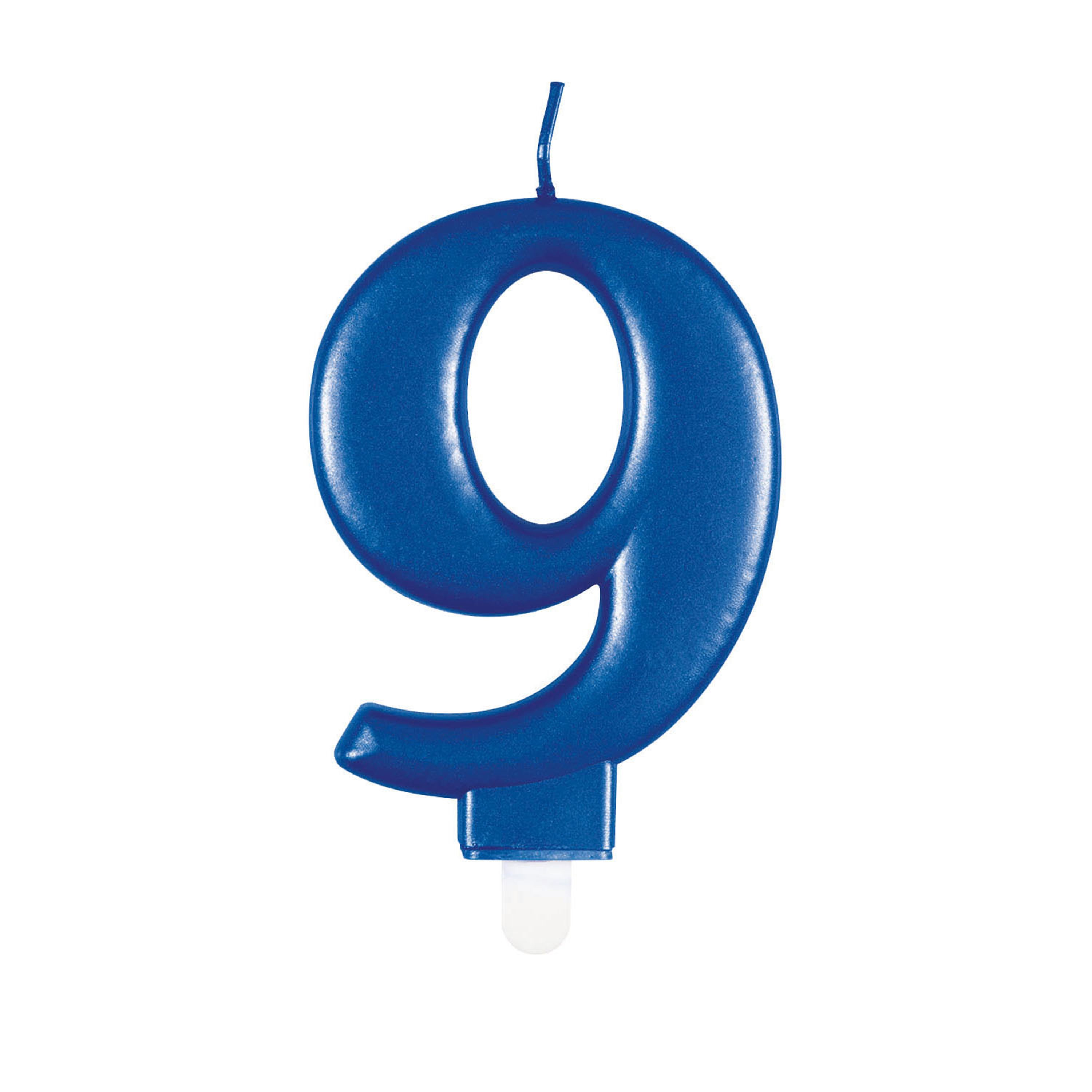 Unique Party Candle Number 9 Metallic Blue