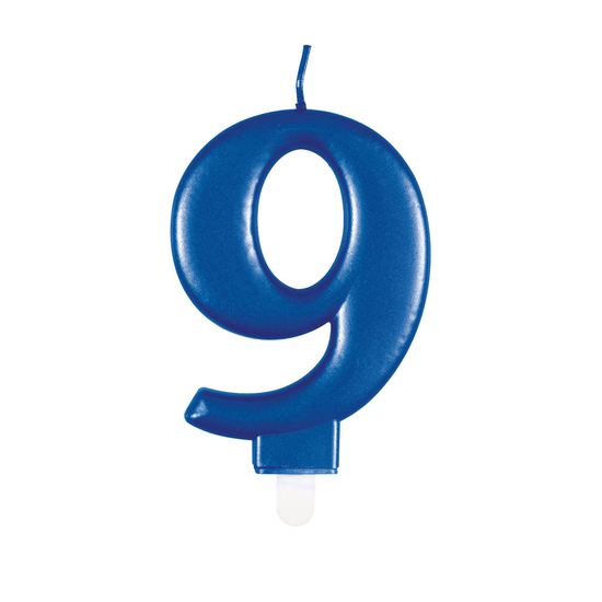 Unique Party Candle Number 9 Metallic Blue
