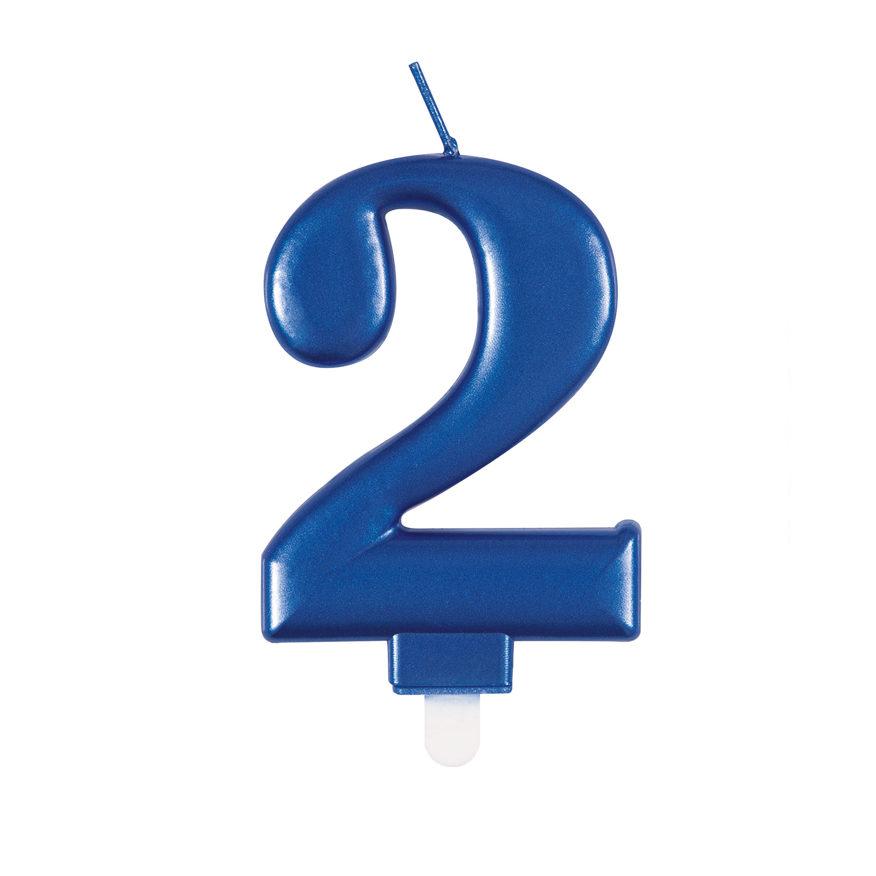 Unique Party Candle Number 2 Metallic Blue